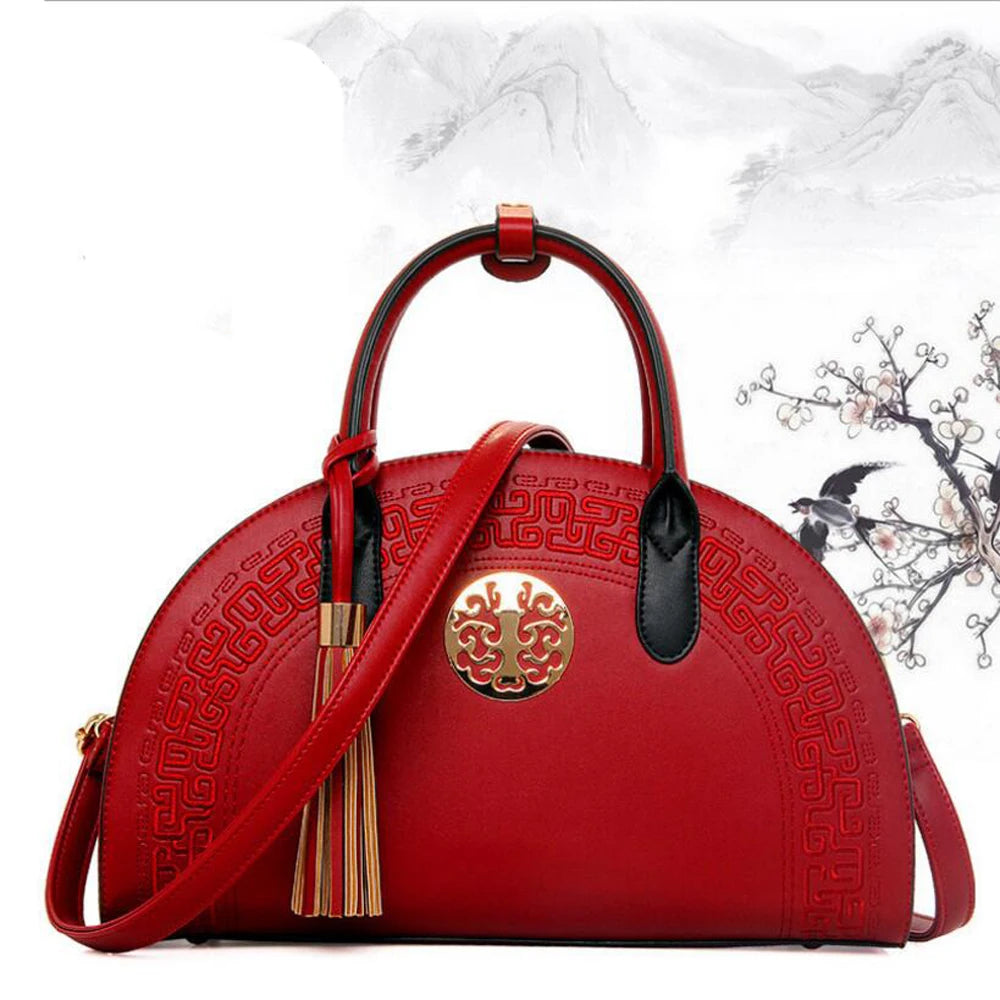 High Quality Fashion Handbags New Women's Bag Bride Bag Chinese National Wind Embroidered Shoulder Tide Handbag