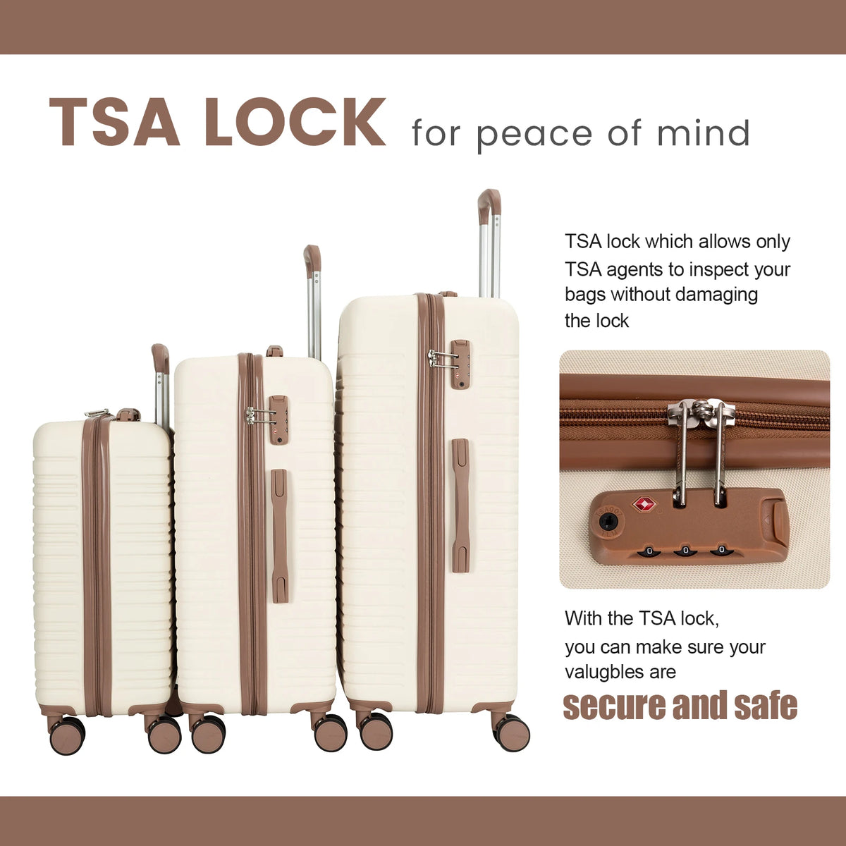 5-Piece ABS Hardside Luggage Set With TSA Lock and Double Spinner Wheels