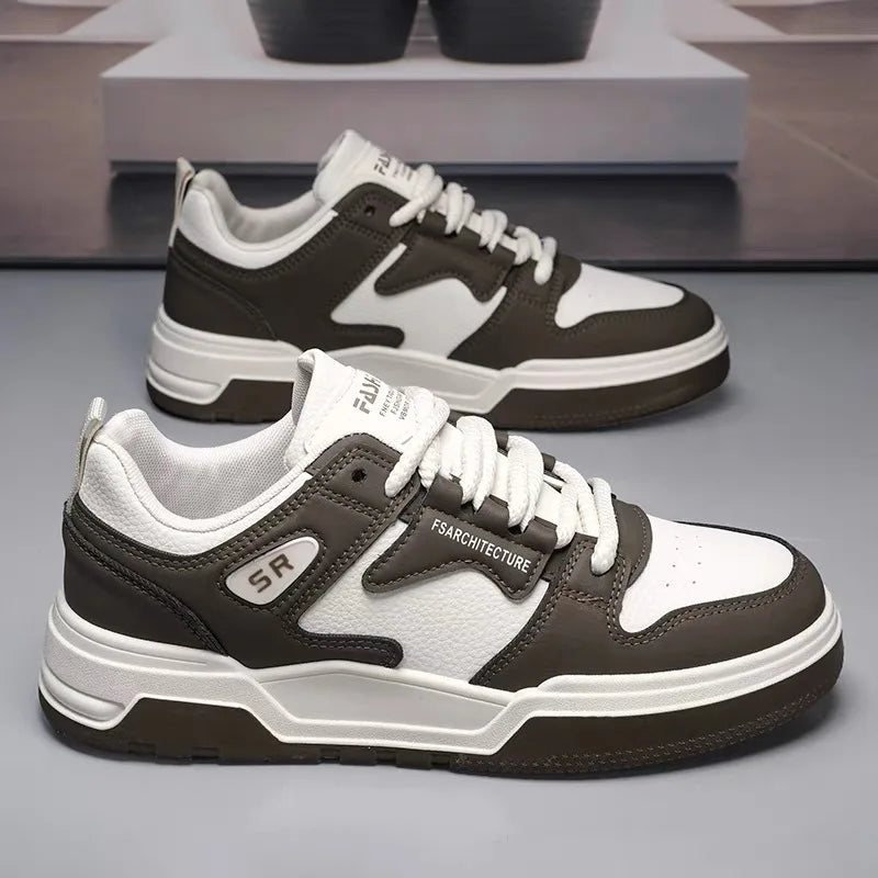 Men's Skateboarding Shoes Men British Style Comfortable Sneaker Flats Lace Up White Shoes Men's Walking Sneakers Sports Designer