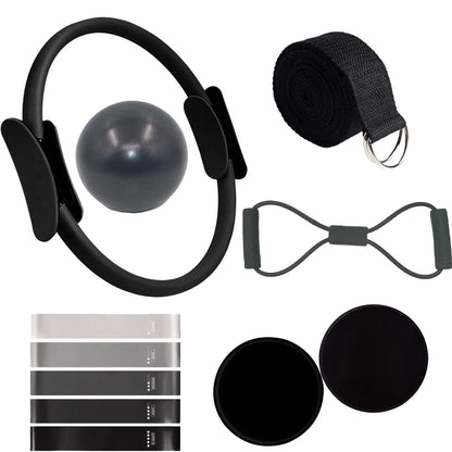 11Pcs Equipment Set Pilates Workout Accessories Circle Mini Exercise Ball Yoga Strap Silicone Tension Band Sliding Plate