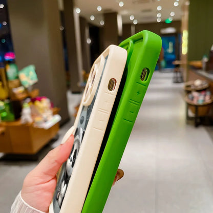 Soft Liquid Silicone Phone Case for iPhone 15 Pro 13 11 14 17 12 16 Pro Max XR XS 7 8 Plus SE Shockproof Bumper Cute Panda Cover