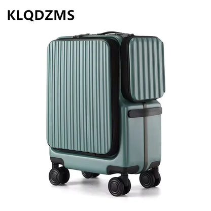 KLQDZMS Carry-On Suitcase Front Opening Laptop Boarding Case 20 Inch Charging Trolley Case Password Box Cabin Luggage