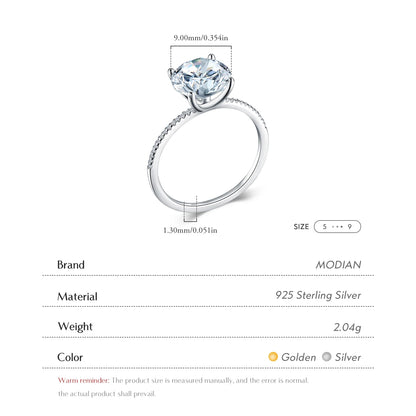 2023 Classic Luxury Real Solid 925 Sterling Silver Ring 3Ct 10 Hearts Arrows Zircon Wedding Jewelry Rings Engagement for Women