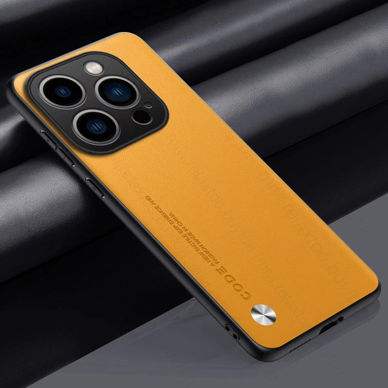 For iPhone 16 Pro Max Case Premium PU Leather Back Cover iPhone16 I Phone 16Pro 16 ProMax Plus Silicone Bumper Shockproof Coque