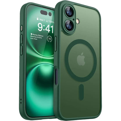 Magnetic Translucent Armor Shockproof Case for iPhone 17 16 15 14 13 12 11 18 Pro Max Plus for Magsafe Wireless Charge Cover