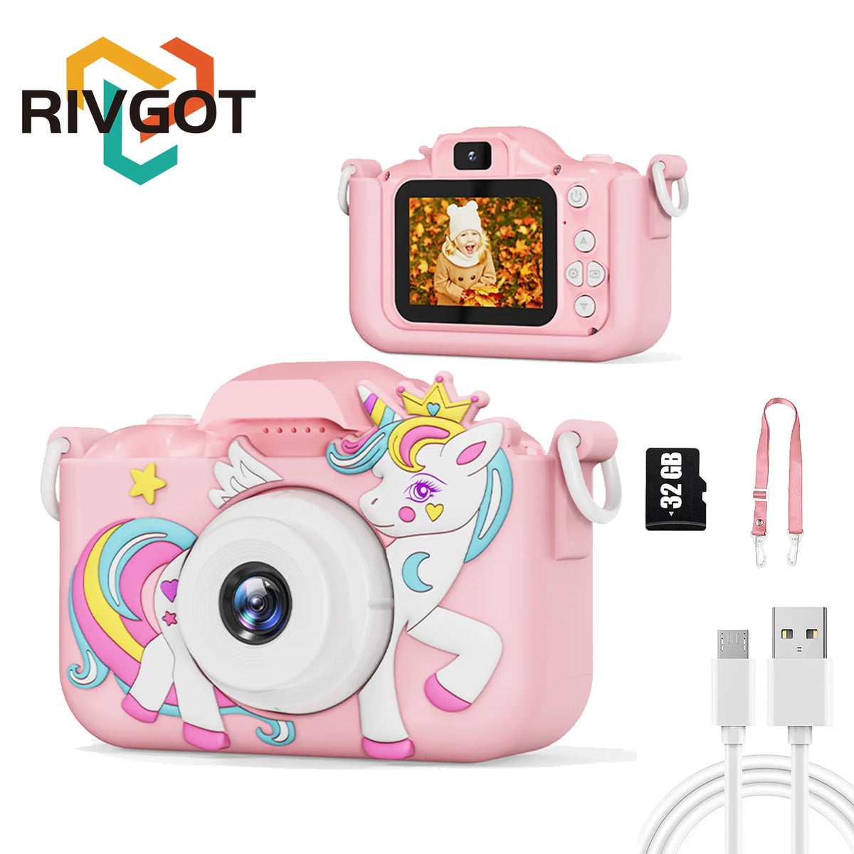 Kids Digital Camera with 2-Inch Screen 1080P HD Video and 32GB Card