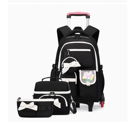 3 Pcs  School Wheele Backpack Bag Rolling Backpack for Girls Trolley Bags for Elementary Middle High School Wheeled Bookbag Girl