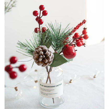 Christmas Simulation Berry Artificial Pine Needles Red Berry Flower Branch Shopwindow Holiday Decorations Home Decor Accessories