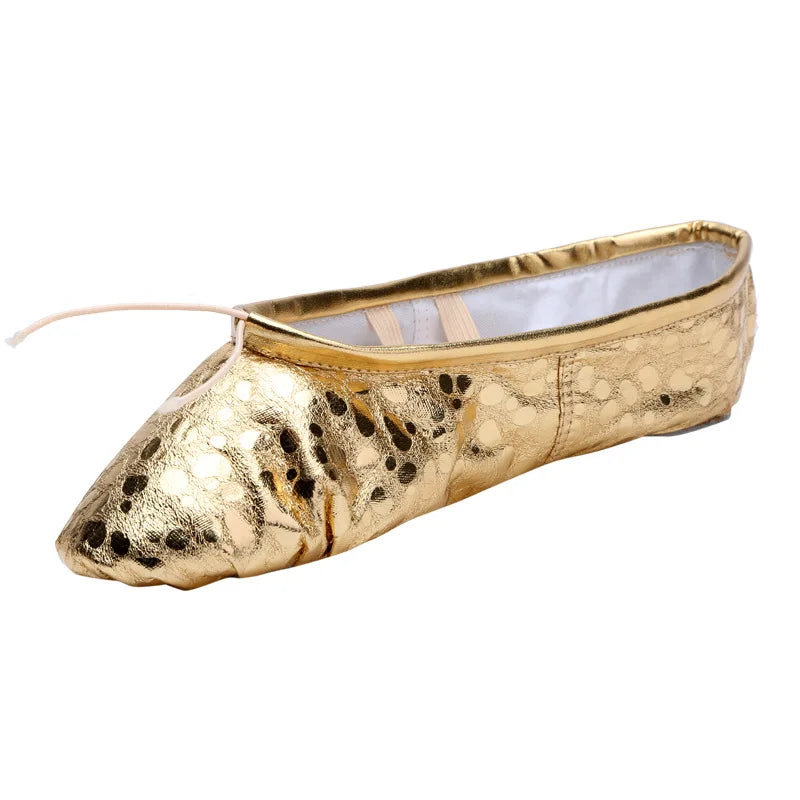 TOVEKIN Quality Gold Silver PU Performance Yoga Belly Dance Shoes Soft Sole Gym Ballet Dance Shoes Kids Girls Woman