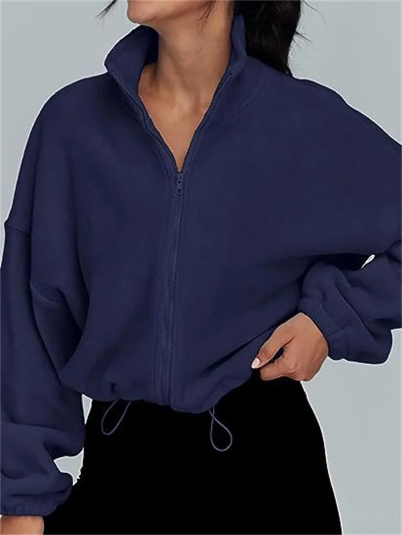 Women's Stand-Up Neck Zipper Cardigan
