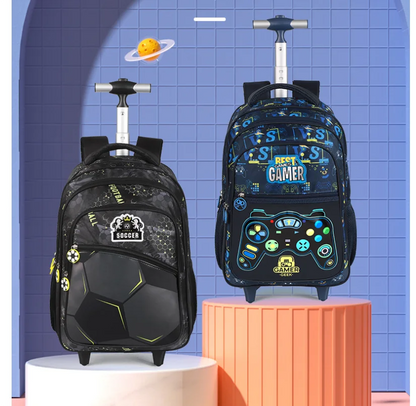 Boys Rolling Bags School Rolling Backpack With Wheels for Boys Football School Wheeled Backpack Set Kids Travel Luggage Bags