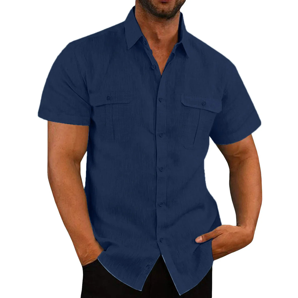 Men's Linen Hot Sale Men Short-Sleeved