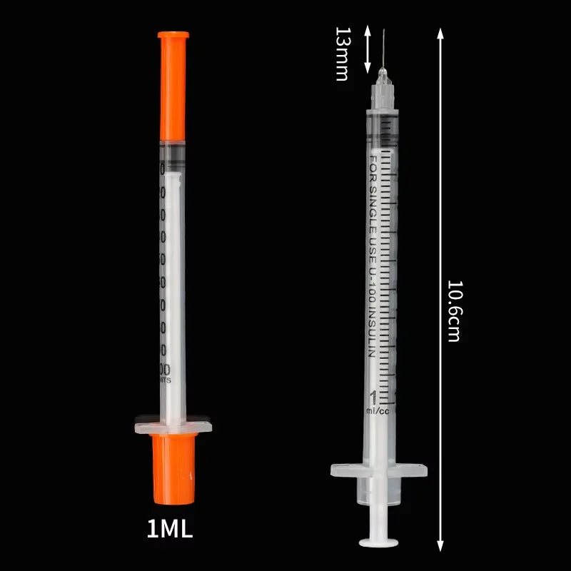 10/20pcs 0.3/0.5/1ml Disposable Plastic Veterinary Syringe Orange Cap With Needles for Pet Farm Animal Cat Dog Pig Cattle Sheep