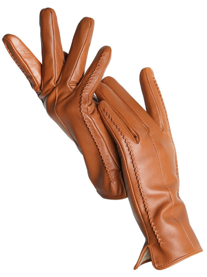 Women's Sheepskin Gloves Winter Warm Plus Velvet Short Thin Touch Screen Driving Color Women's Leather Gloves Good Quality -2226