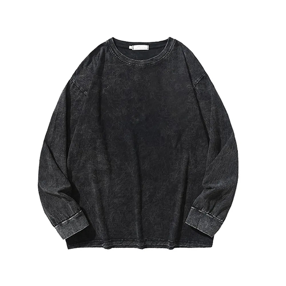 100% Cotton Men's Clothing Vintage Black Acid Wash Hoodies Men Women Oversized Hip Hop Sweatshirts Casual Pullover Y2K Clothes