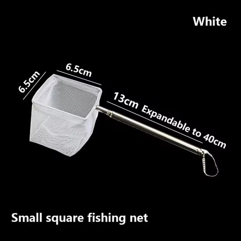 Aquarium Square Fishing Net With Suction Cup Extendable Long Handle Fishing Gear for Catching Fish Shrimp Tank Clean Accessories