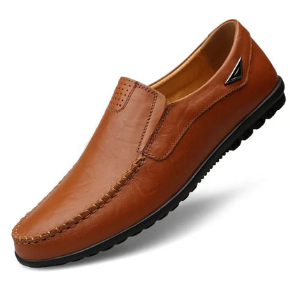 Genuine Leather Men Casual Shoes Luxury Brand 2023 Mens Loafers Moccasins Breathable Slip on Black Driving Shoes Plus Size 37-47