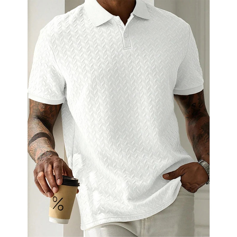 Men's Short Sleeve Polyester Polo Shirt Breathable Casual Top