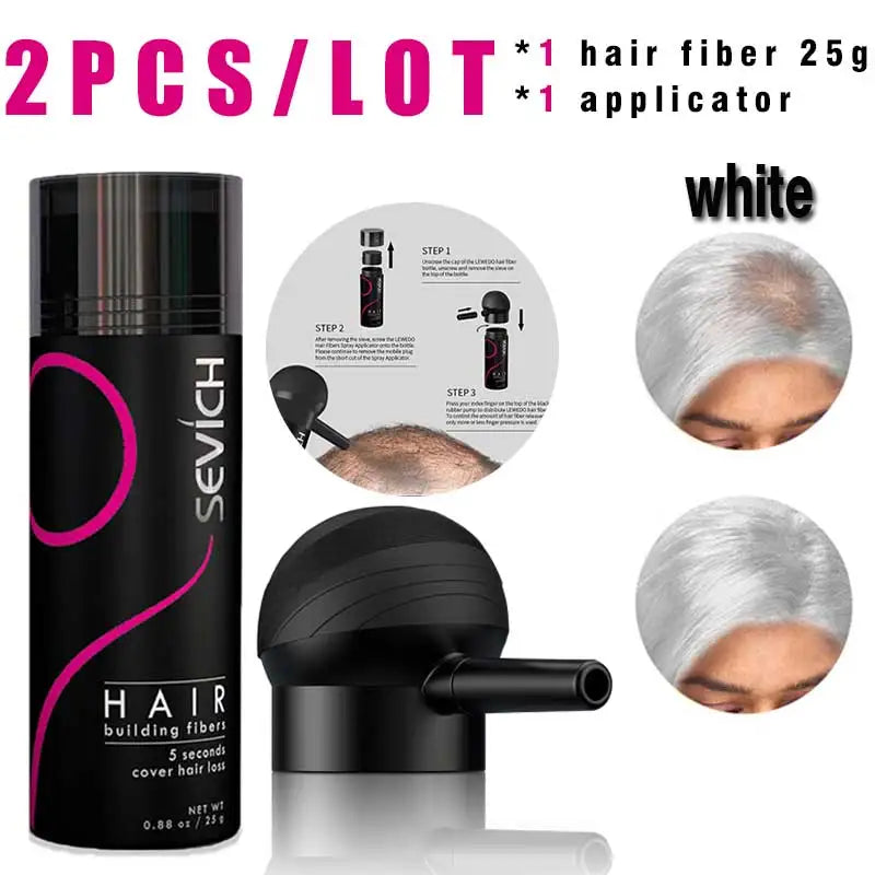 SEVICH Hair Building Fiber Set Cover Sparse Hair or Bald Spots Hair Loss Regrowth Treatment Keratin Hair Fiber Powder Applicator
