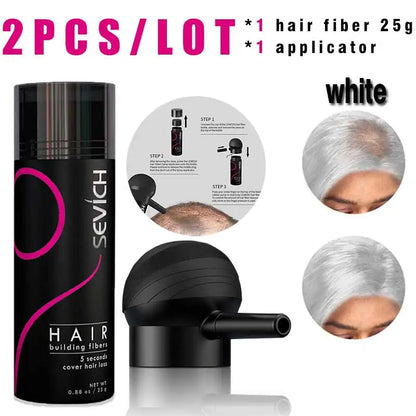 SEVICH Hair Building Fiber Set Cover Sparse Hair or Bald Spots Hair Loss Regrowth Treatment Keratin Hair Fiber Powder Applicator