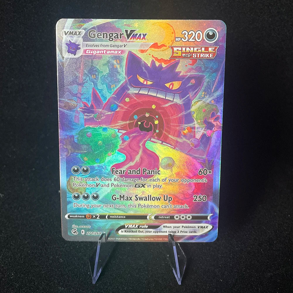 Anime PTCG Trading Card Vaporeon Lillies Clefairy Ex Gengar Vmax Rule Holographic Game Collection Card Child Holiday Gifts