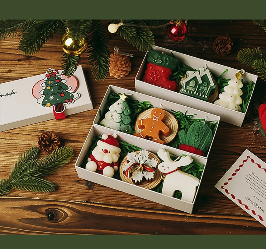 Christmas Scented Candle Decorative Christmas Candle Gift Set Holiday Aroma Candle Festive for Gifting Dining Room Christmas