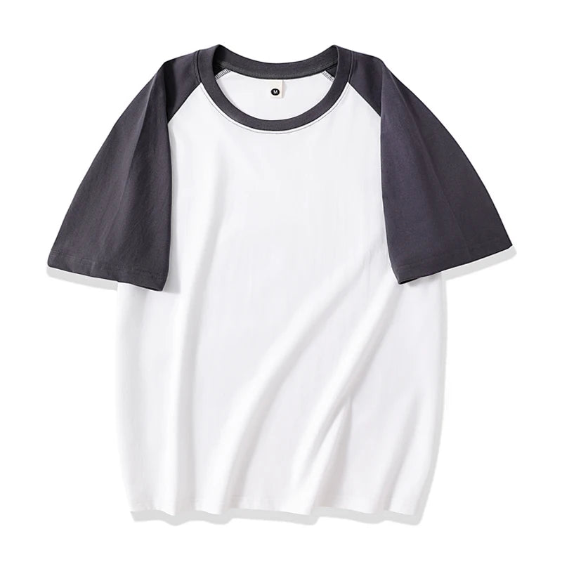 230gsm Fashion Loose Couple Short Sleeve T Shirt Summer O Neck Patchwork T Shirts Men Streetwear Overiszed Heavy Fabric Top Tees
