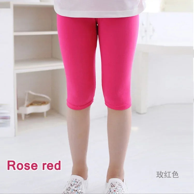 Hot Solid Modal Cotton Girls Leggings Summer Kids Clothes Calf Length Pants Candy Color Children Cropped Legging for Girl 2-8 Y