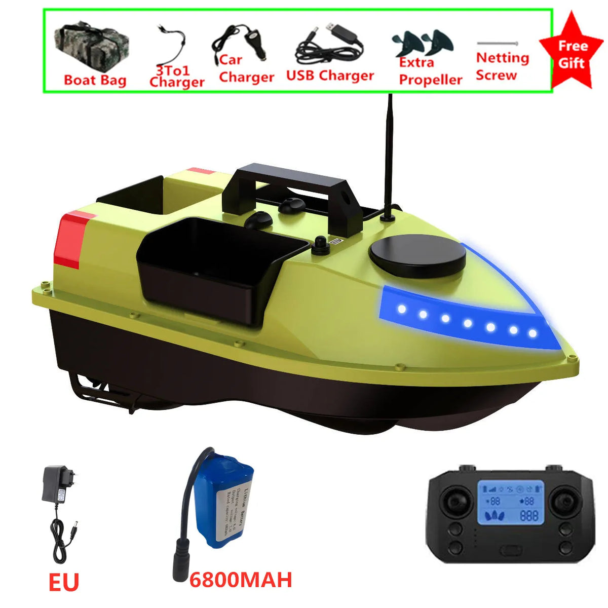 99 GPS Fishing Location RC Fishing Boat 2.4G 600M 3 Hopper Smart Speed Cruise Remote Control GPS Navigation Boat RC Nesting Boat