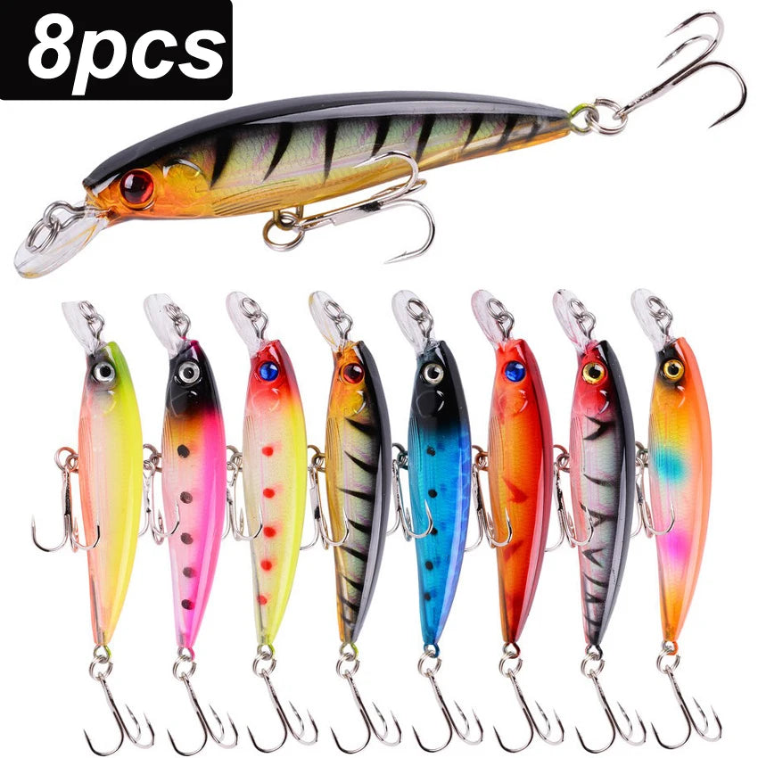 8pcs Wobblers Fishing Lures 9cm 7.5g Minnow Crankbait Pesca Bass Artificial Bait Pike Carp Fishing Lure Set Kit Swimbait