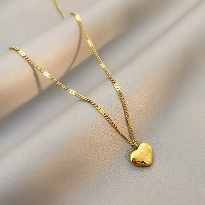 1pcs Gold-Color Necklace Ms Simple Fashion Peach Heart Engraved Love Collarbone Chain Holiday Gifts