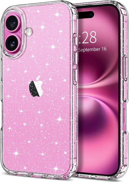 Glitter Clear Case for iPhone 18 17E 17 Air 16 E Pro Max 16e 15 Plus 14 13 Mini 12 11 SE 2022 2020 Girls Phone Cover Accessories