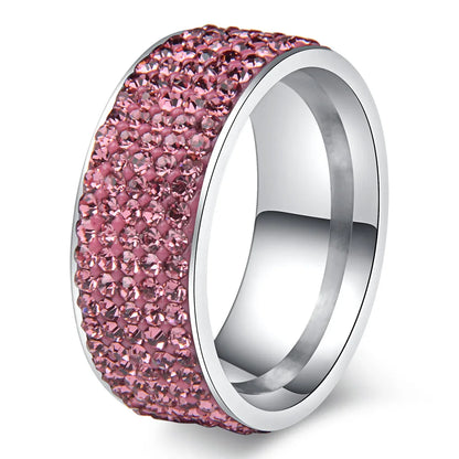 Chanfar High Quality Crystal Stainless Steel Ring Multicolor Women Elegant Finger Love Wedding Engagement Ring for Women Jewelry