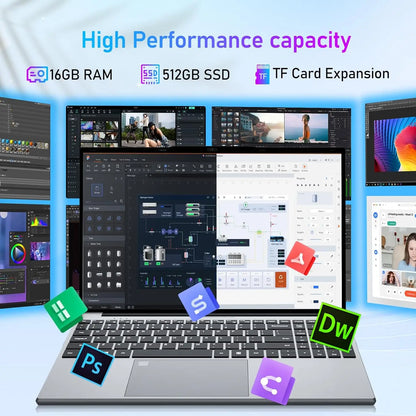 15.6 Inch Intel Notebook PC Ultra Slim Laptop Intel Core I3 6100U 16GB RAM 1TB 2TB SSD Office Study Computer PC Windows 11 Pro
