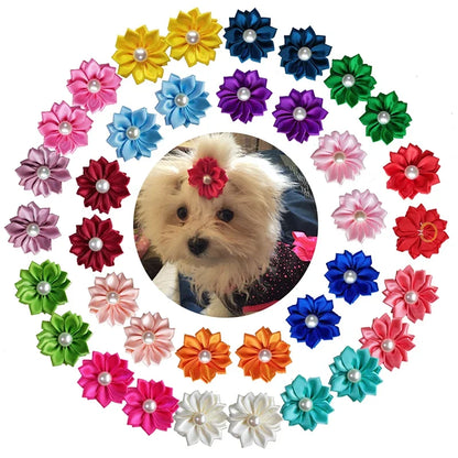 20PCS Pet Bows Dog Hair Bows for Puppy Yorkshirk Small Dogs Hair Accessories Grooming Bow Rubber Bands Dog Bows Pet Supplies