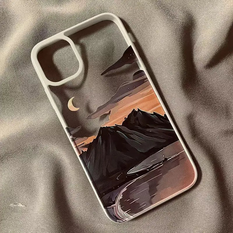 Sunset Scenery Hard Clear Phone Case for iPhone 16 17 Pro Case iPhone 16 17 15 14 11 Pro Max 13 12 Mini 7or8 SE Shockproof Cover