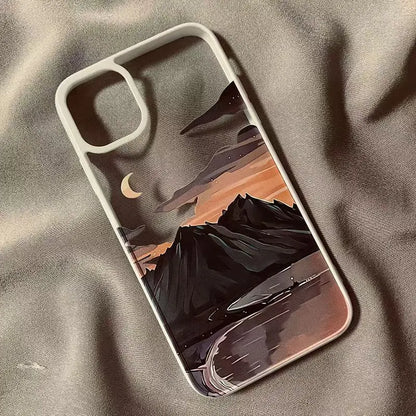 Sunset Scenery Hard Clear Phone Case for iPhone 16 17 Pro Case iPhone 16 17 15 14 11 Pro Max 13 12 Mini 7or8 SE Shockproof Cover