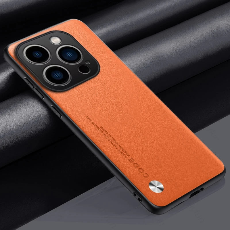 For iPhone 16 Pro Max Case Premium PU Leather Back Cover iPhone16 I Phone 16Pro 16 ProMax Plus Silicone Bumper Shockproof Coque