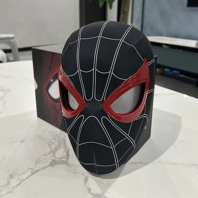 In Stock Miles Spider-Man 1:1 Scale Electronic Mask With Moving Glowing Eyes Ring Control Cosplay Toy Gift for Boys Gift