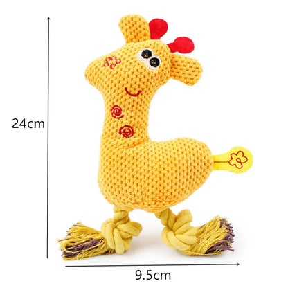 Plush Squeaking Toy for Pet Dogs and Cats, Dog Chew Toys, Giraffe Fleece Rope, Interactive Animals, Puppy, Deer