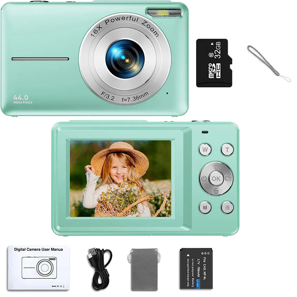 Digital Camera Children Camera for Children Camcorder With 16x Zoom Compact Cameras 1080P 44MP Cameras for Beginner Photography