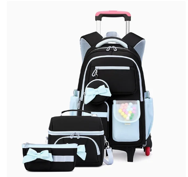 3 Pcs  School Wheele Backpack Bag Rolling Backpack for Girls Trolley Bags for Elementary Middle High School Wheeled Bookbag Girl