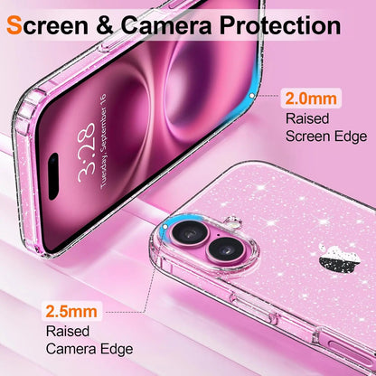 Glitter Clear Case for iPhone 18 17E 17 Air 16 E Pro Max 16e 15 Plus 14 13 Mini 12 11 SE 2022 2020 Girls Phone Cover Accessories