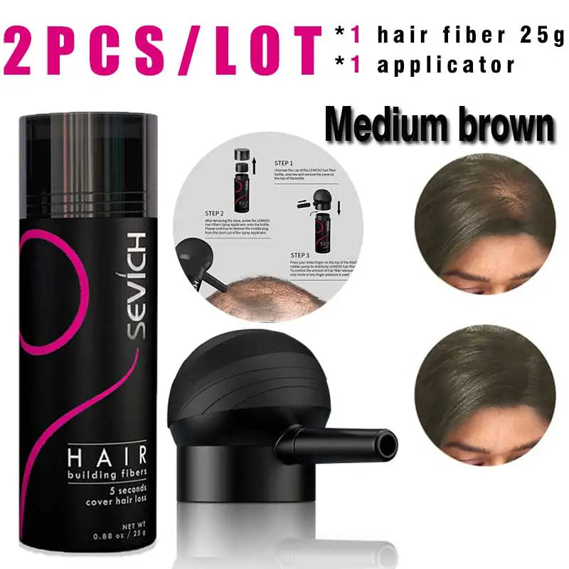 SEVICH Hair Building Fiber Set Cover Sparse Hair or Bald Spots Hair Loss Regrowth Treatment Keratin Hair Fiber Powder Applicator