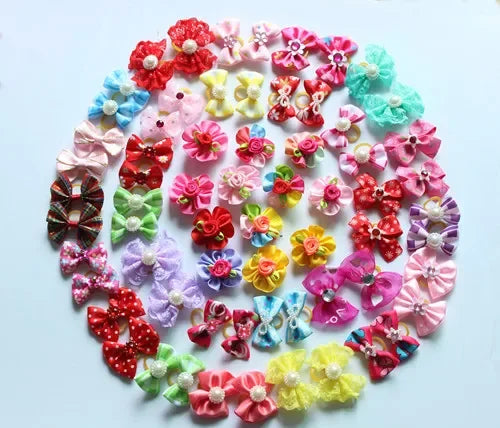 20PCS Pet Bows Dog Hair Bows for Puppy Yorkshirk Small Dogs Hair Accessories Grooming Bow Rubber Bands Dog Bows Pet Supplies
