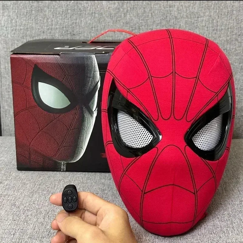 In Stock Miles Spider-Man 1:1 Scale Electronic Mask With Moving Glowing Eyes Ring Control Cosplay Toy Gift for Boys Gift