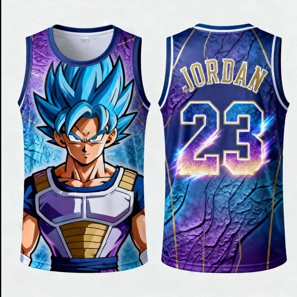FamilyMatching 2026 New Version Dragon Ball Z Vegeta Special Edition Basketball Jersey Jordan Basketball Sports Vest Set my
