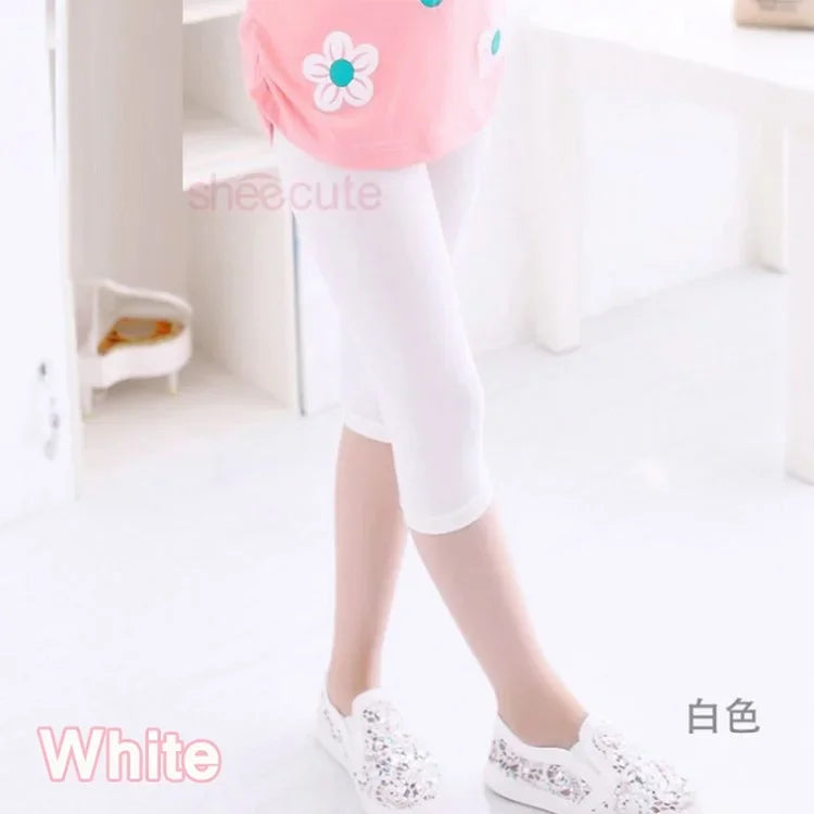 Hot Solid Modal Cotton Girls Leggings Summer Kids Clothes Calf Length Pants Candy Color Children Cropped Legging for Girl 2-8 Y