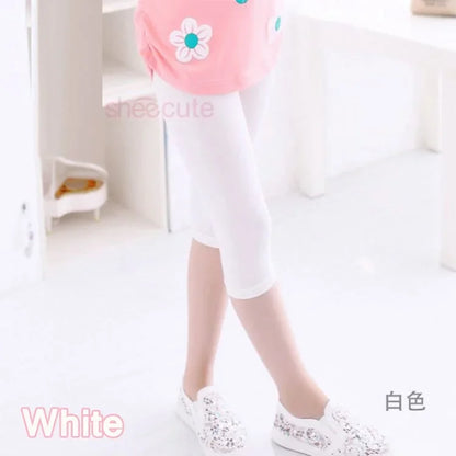 Hot Solid Modal Cotton Girls Leggings Summer Kids Clothes Calf Length Pants Candy Color Children Cropped Legging for Girl 2-8 Y