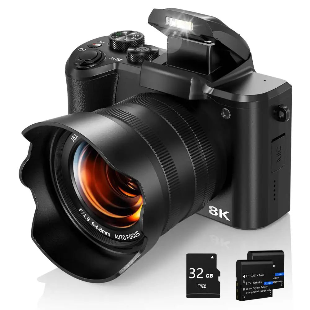 8K Digital Camera for Photography Autofocus WiFi 88MP Vlogging Camera With Dual-Lens 16X Digital Zoom Touch Screen Travel Camera